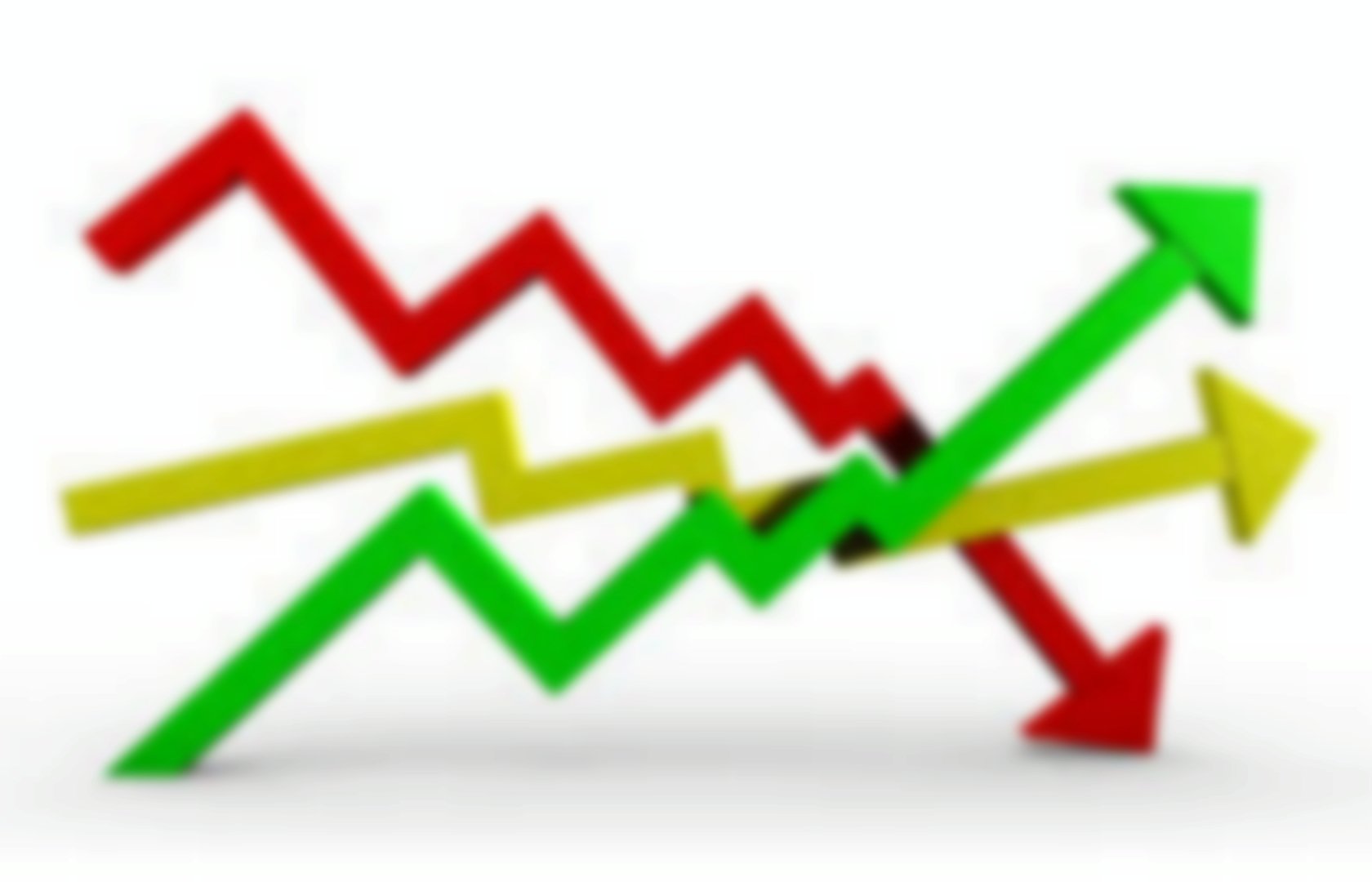  Three lines with arrowheads at the end of each line. The red line is pointing down, the yellow line is flat, and the green line is pointing up. These lines represent interest rate fluctuations and their impact on the economy.