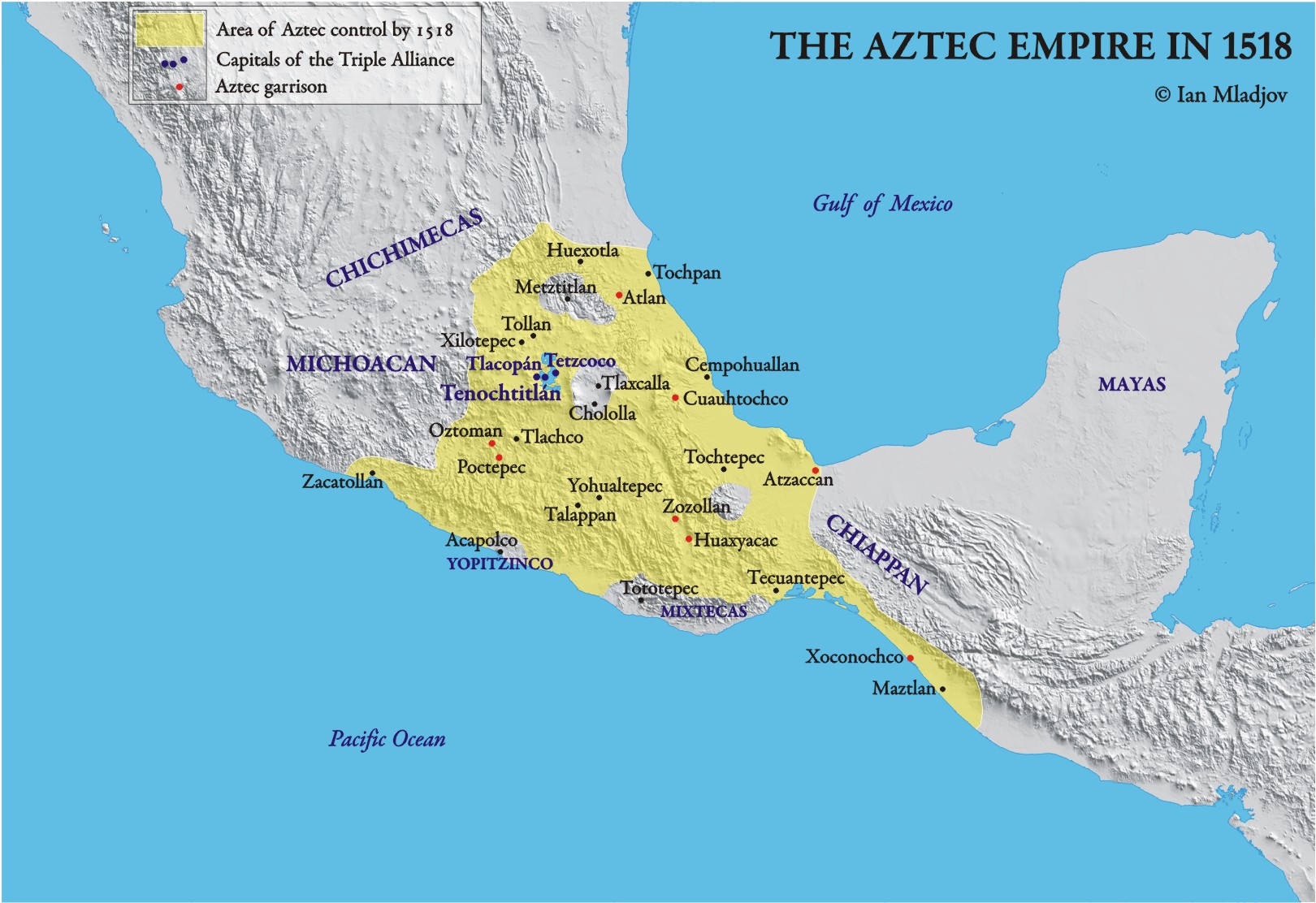 Map Of The Aztec Empire In 1519 Ce Pearltrees 5005